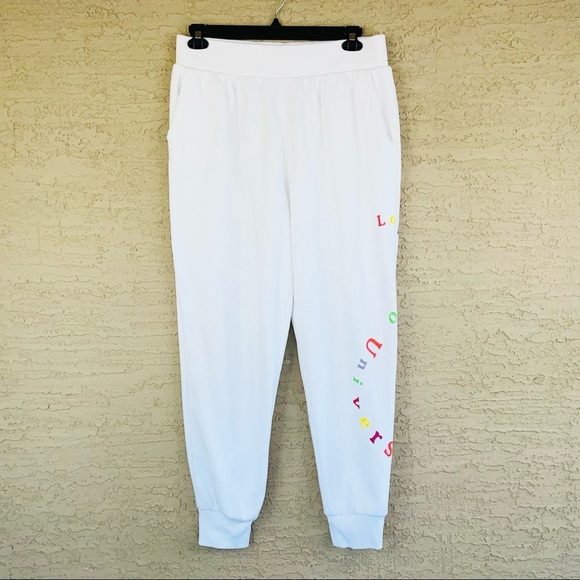 True Religion White "Love is Universal" High Rise Jogger Sweatpant